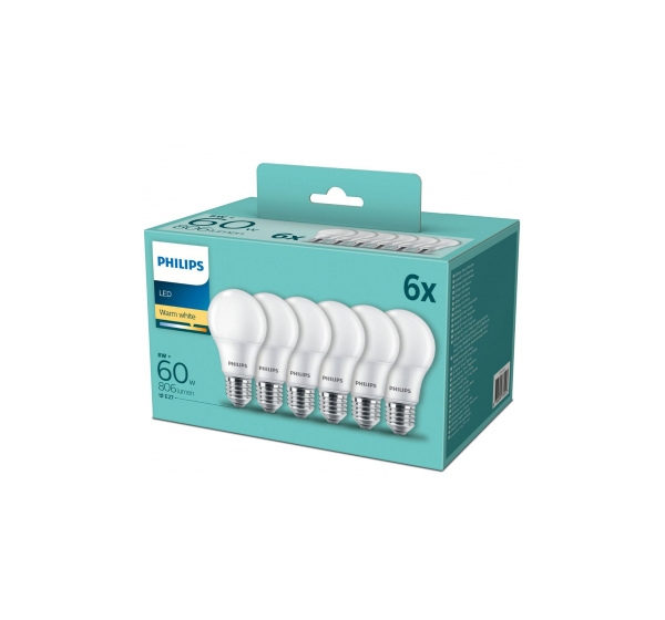 Philips LED Spuldzes 8W (60W) E27 806Lm WW FR A60 ND 6gab.