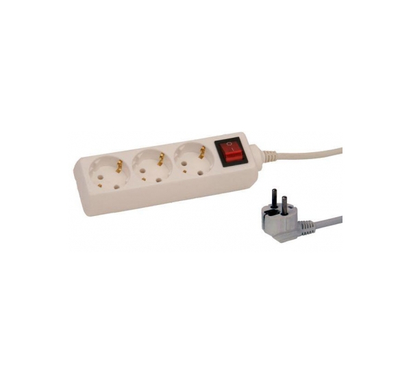 ElectroBase ® Pagarinātājs 3,0m ar slēdzi 3rozetes 3G1,0 balts 123003