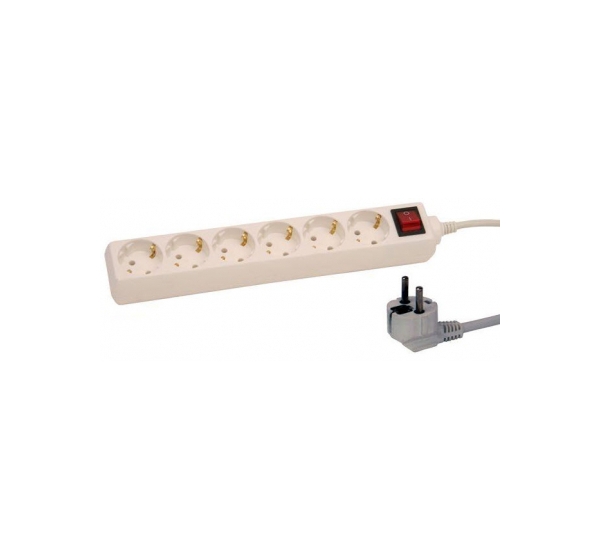 ElectroBase ® Pagarinātājs 1,5m ar slēdzi 6rozetes 3G1,0 balts 126001