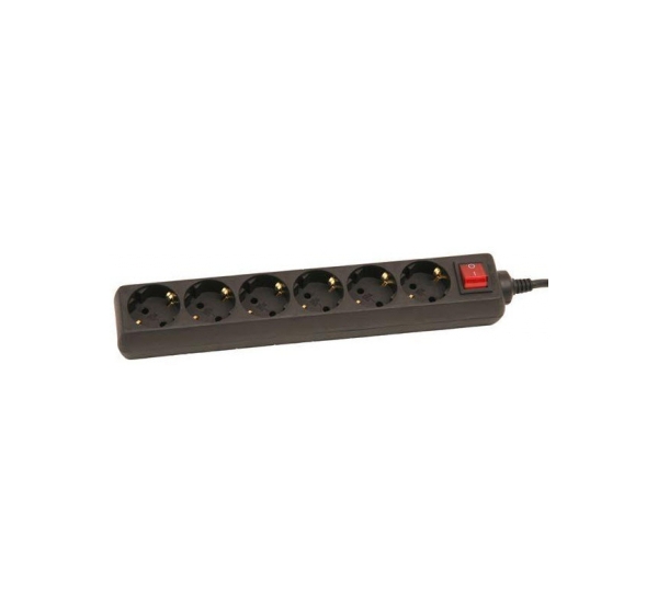 ElectroBase ® Pagarinātājs 3,0m ar slēdzi 6rozetes 3G1,0 melns 33061-31