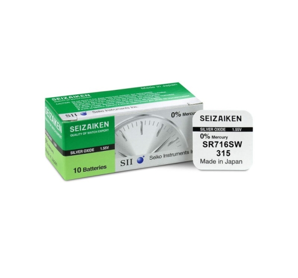 Seiko Seizaiken Аккумуляторы 315 1,55В Seiko серебряно-оксидные SR716SW, 315 в упаковке по 1 шт.