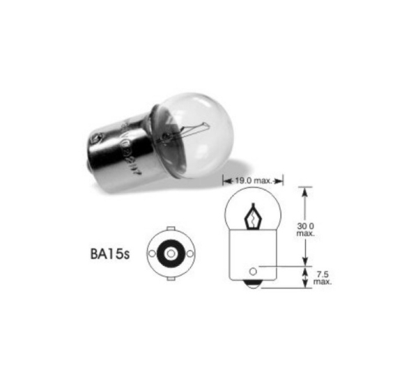 VisionPro Kvēlspuldze auto BA15S caurspīdīga 12V 5W VISIONPRO