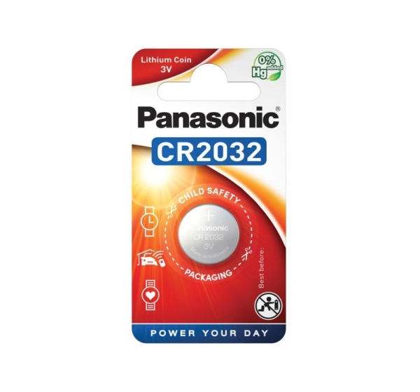Panasonic CR2032 baterijas Panasonic litija iepakojumā 1 gb.