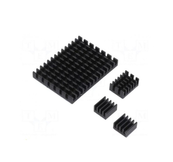 Aksesuāri: radiators | Raspberry Pi 4 B | melns | alumīnijs | 3 gab