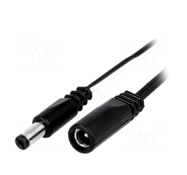 Cable DC 5,5/2,1 plug,DC 5,5/2,1 socket straight 0.5mm2