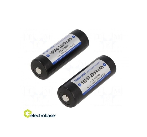 Akumulators: Li-Ion 18500 3,7 V 2000mAh