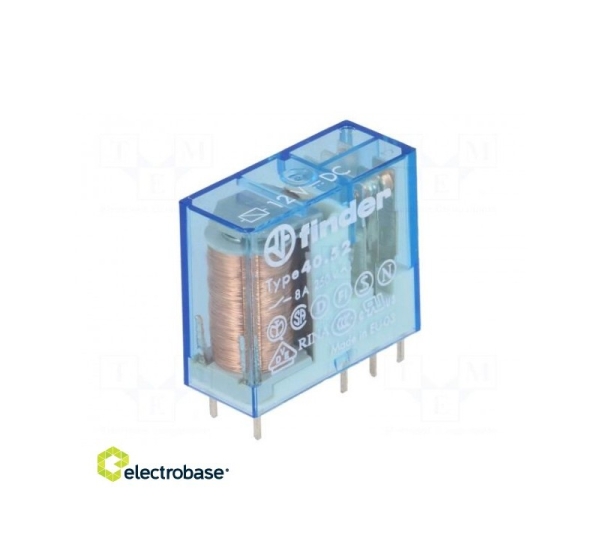 Relejs: elektromagnētiskais | DPDT | Spole:12VDC | 8A/250VAC | 8A/30VDC