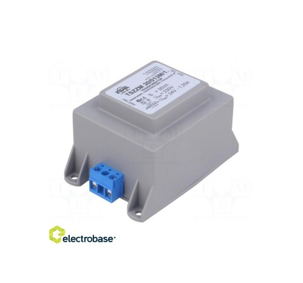 Transformer: encapsulated; 30VA; 230VAC; 24V; 1.25A; 600g; IP00