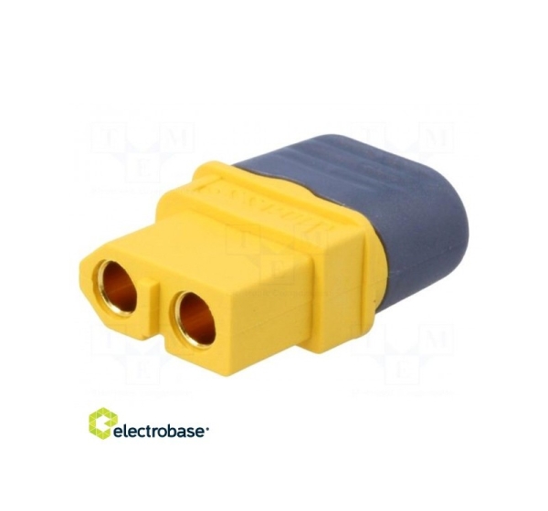 Plug; DC supply; XT60; female; PIN: 2; for cable; soldered; 30A; 500V