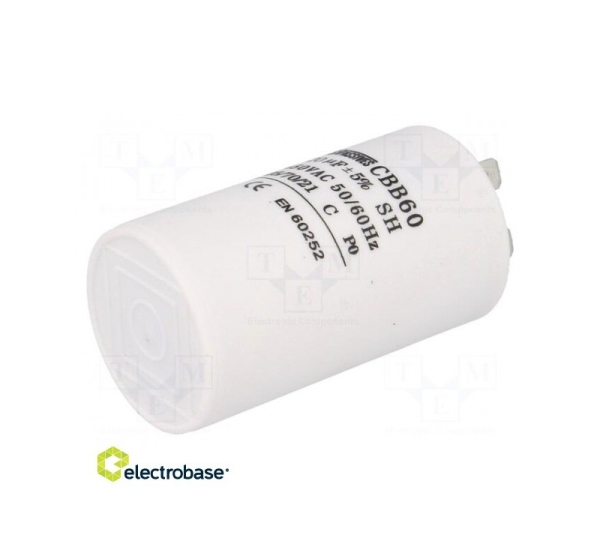 Capacitor: motors, run; 20uF; 450V; ¨40x70mm; -25÷70°C; ±5%; 3000h