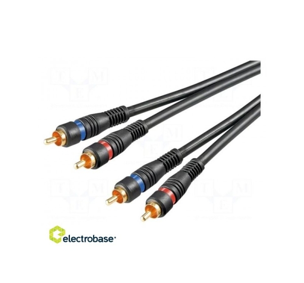 Cable; RCA plug x2,both sides; 1.5m; Plating: gold-plated; black