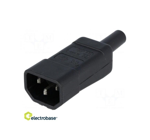 Connector: AC supply; plug; male; 10A; IEC 60320; C14 (E); straight