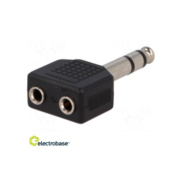 Splitter | Jack 3.5mm socket x2,Jack 6.35mm plug | stereo