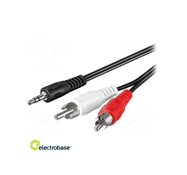 Cable | RCA plug x2,Jack 3.5mm 3pin plug | 1.5m | black