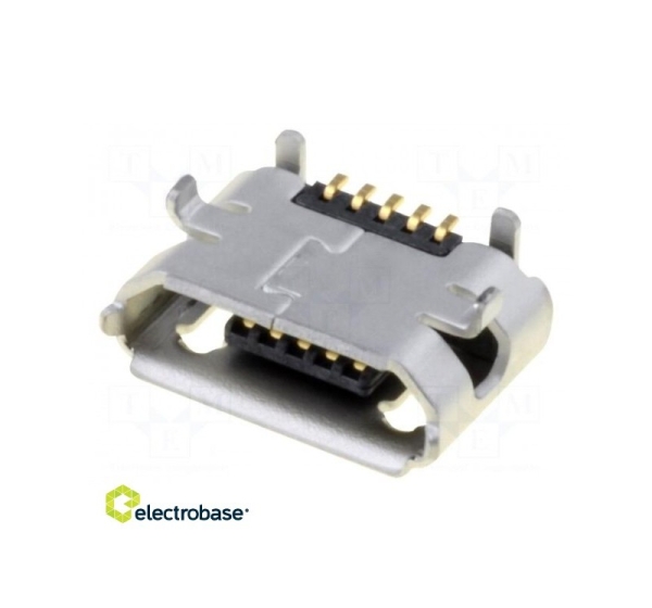 Kontaktligzda | USB B mikro | uz PCB | SMT | PIN: 5 | horizontāli | USB 2.1
