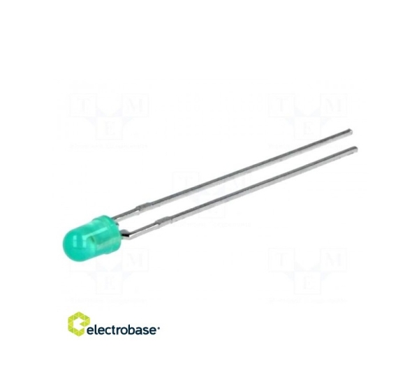 LED | 3 mm | zaļš | 1÷2.3mcd | 50° | Priekšpuse: izliekta