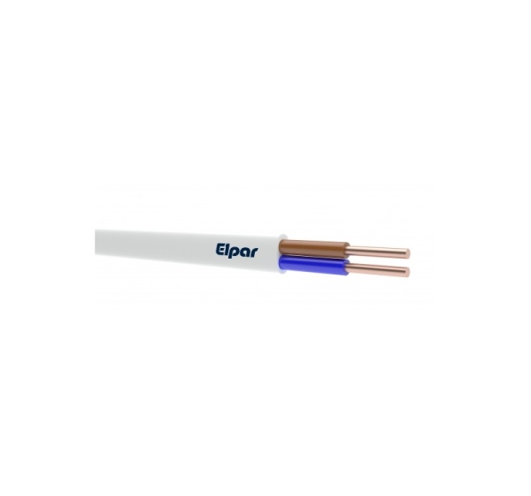 ElectroBase ® Elektrības kabelis YDYp; plakans; solid; Cu; 2x1mm2; PVC; balts; 450/750V