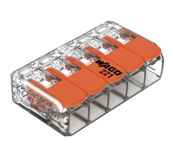 ProBase™ Klemmes WAGO, 32A, 450V, 5x0.2-4mm | 221-415 | cena par 25gab.