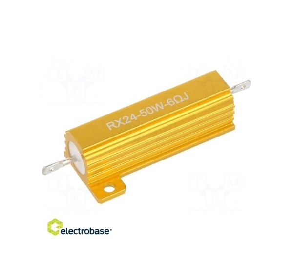 Resistor: wire-wound; with heatsink; 6?; 50W; ±5%; 50ppm/°C; 38.5mm