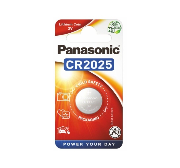 Panasonic CR2025 baterijas Panasonic litija iepakojumā 1 gb.