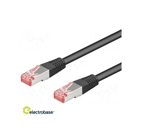 Patch vads | S/FTP CAT6 | Cu | LSZH | melns | 5 m | bez halogēna