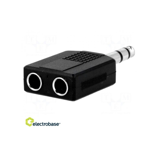 Splitter; Jack 6.35mm socket x2,Jack 6.35mm plug; stereo