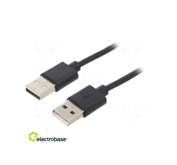 Kabelis | USB 2.0 | USB A spraudnis, abas puses | niķelēts | 1 m | melns