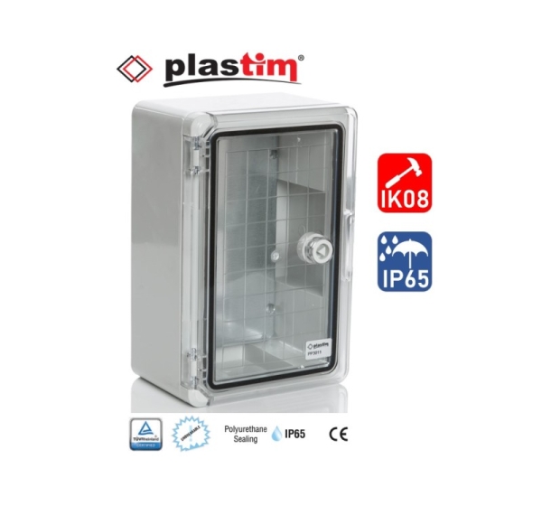 ElectroBase ® PP3 Plastmasas skapis H400xW300xD220, caurspīdīgs