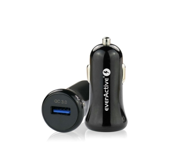 everActive™ Auto piepīpētāja USB lādētājs 1xUSB-A QC3.0 18W melns everActive CC-10