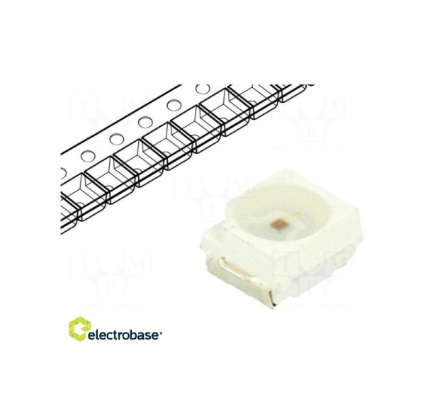 LED; 3528,PLCC2; red; 500÷700mcd; 120°; 3.5x2.8x1.9mm; 10mW