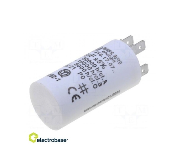 Kondensators: motors, darbināms 4uF 475VAC Ø28x55mm
