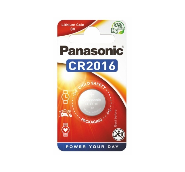 Panasonic CR2016 baterijas Panasonic litija iepakojumā 1 gb.