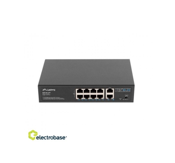Lanberg Switch PoE+ Rack 10"/19" RSFE-8P-2GE-120