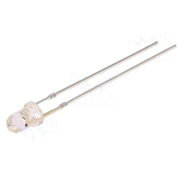 LED; 3mm; red; 1120÷1560mcd; 30°; Front: convex; Pitch: 2.54mm