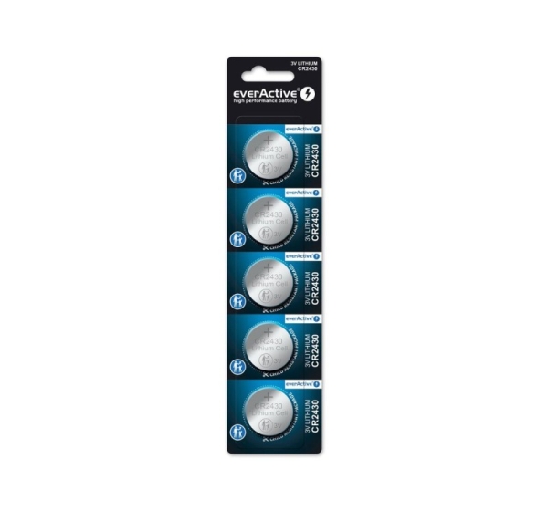 everActive™ CR2430 baterijas 3V everActive litija DL2430 iepakojumā 5 gb.