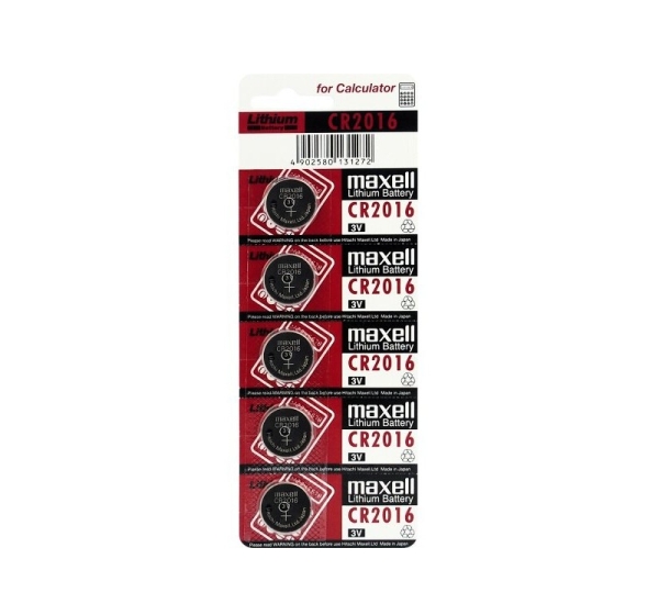 Maxell CR2016 baterijas 3V Maxell litija CR2016 iepakojumā 5 gb.