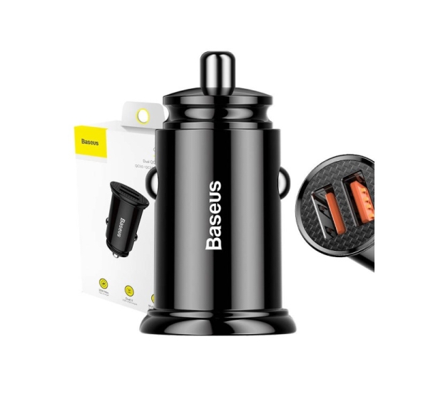 BASEUS Baseus Circular Car Charger 2xUSB : QC3.0 : 5A : 30W