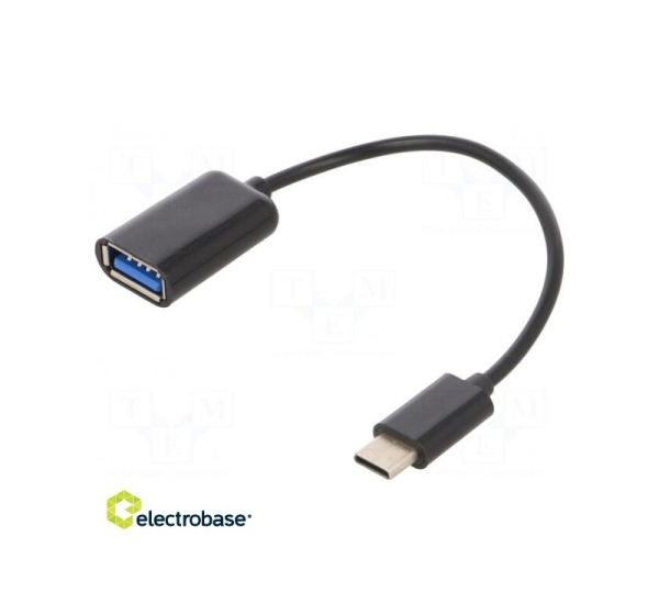 Cable; OTG,USB 2.0; USB A socket,USB C plug; 0.2m; black; bag