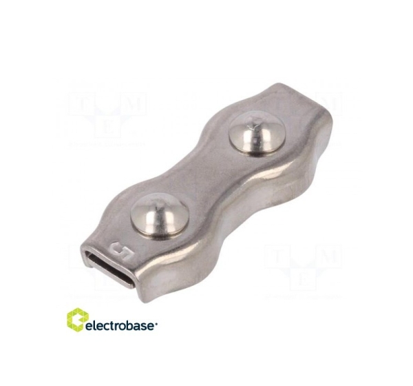 Rope clamp duplex; acid resistant steel A4; for rope; ¨rope: 5mm