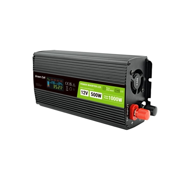 Pure Sinusoid | LCD display | 12V Inverter 500/1000 W