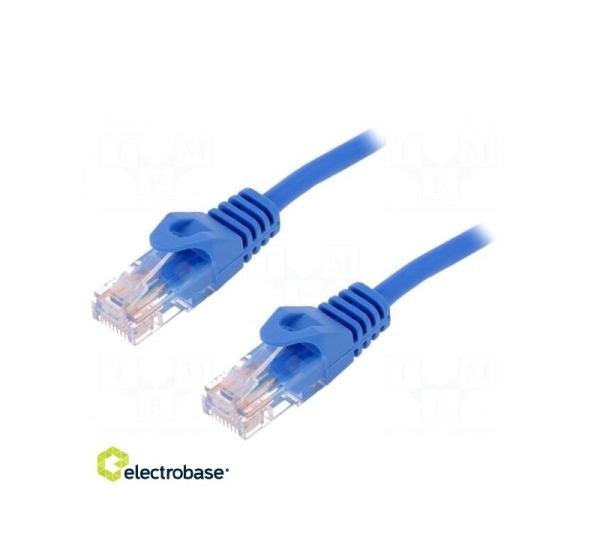 Patch cord; U/UTP; 5e; stranded; CCA; PVC; blue; 1.5m; 26AWG
