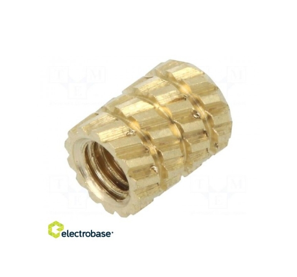 Threaded insert; brass; without coating; M3; L: 5.9mm; ¨out: 4.5mm