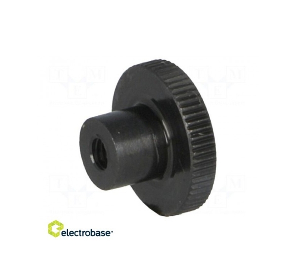 Knob; ¨: 12mm; Int.thread: M3; H: 7.5mm; steel; DIN: 466; knurled