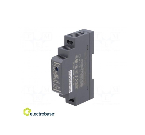 Power supply: switched-mode; 15W; 12VDC; 10.8÷13.8VDC; 1.25A; 78g