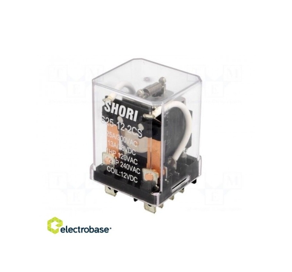 Relay: electromagnetic; DPDT; Ucoil: 12VDC; 30A/250VAC; 13A/28VDC