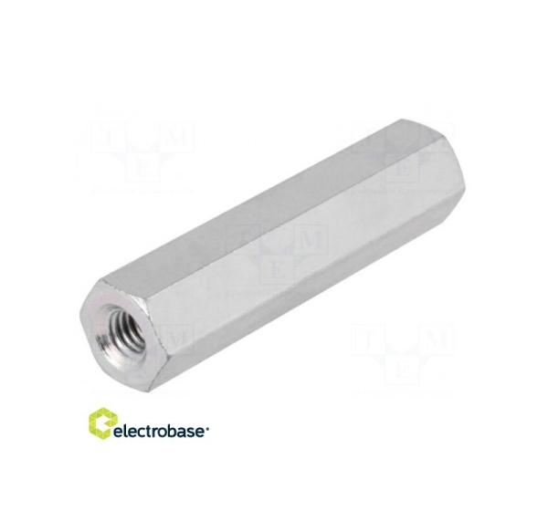 Screwed spacer sleeve; 30mm; Int.thread: M4; hexagonal; steel