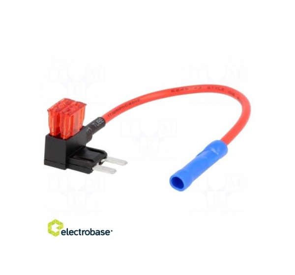 Splitter; automotive ATM; 10A; mini fuse x2; 1mm2; Colour: red