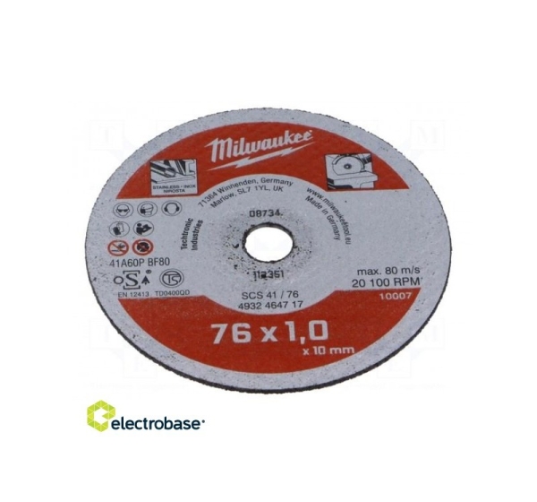 Cutting wheel Ø: 76mm Øhole: 10mm metal,stainless steel