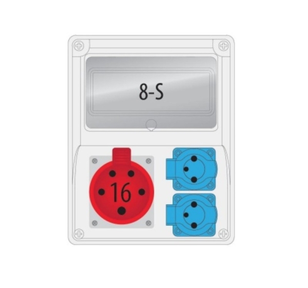 R-BOX 240 distribution box and board 1x16A/5p 2x230V 8 modules | IP44 | PAWBOL