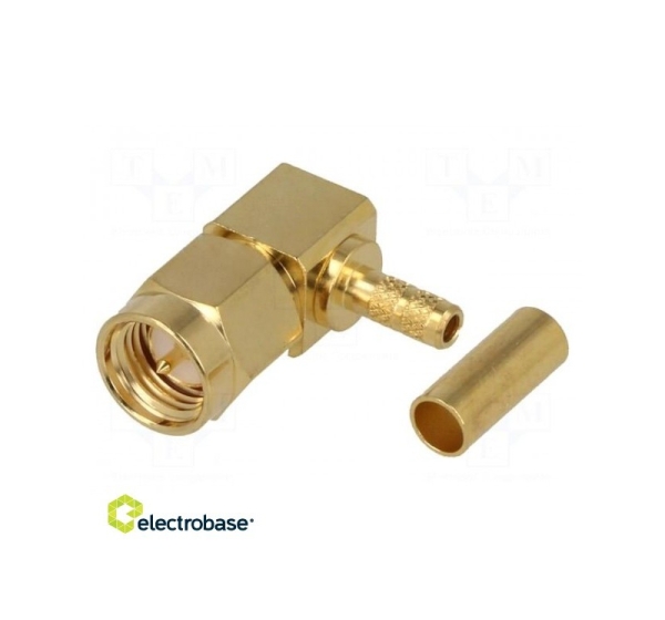 Plug; SMA; male; angled 90°; LMR100,RG174,RG316; crimped; teflon